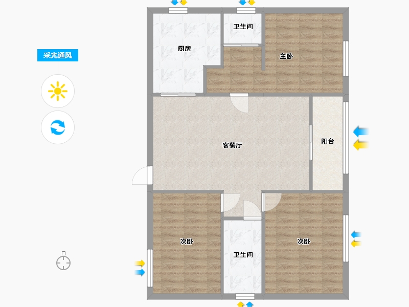 广东省-广州市-北庄大厦-96.00-户型库-采光通风