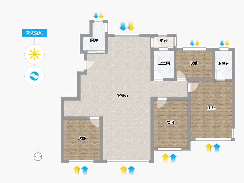 河南省-商丘市-运和上郡和悦湖畔-122.40-户型库-采光通风