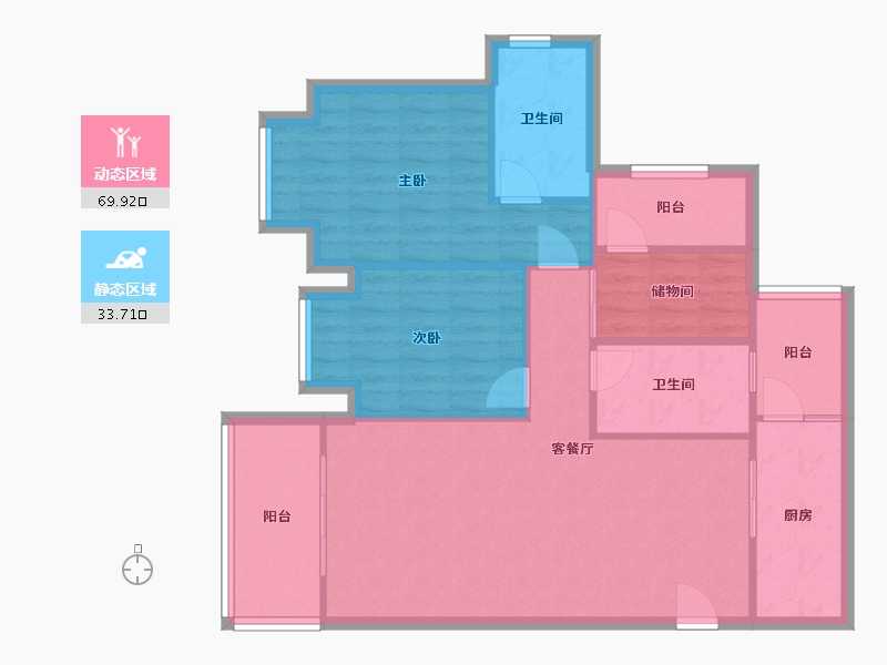 重庆-重庆市-财信北岸江山-北区-88.03-户型库-动静分区