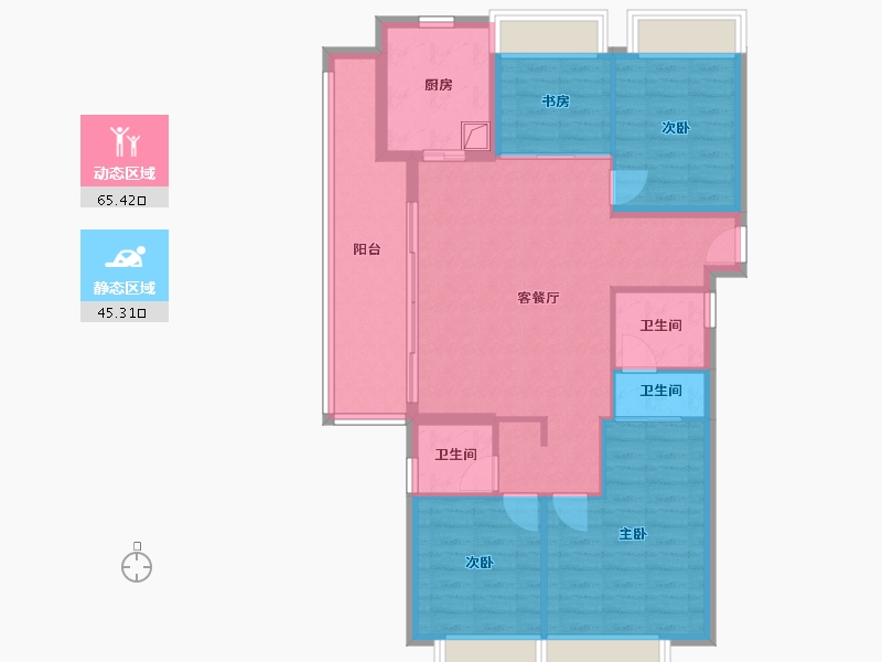 云南省-昆明市-鹏欣漫城都荟-102.40-户型库-动静分区