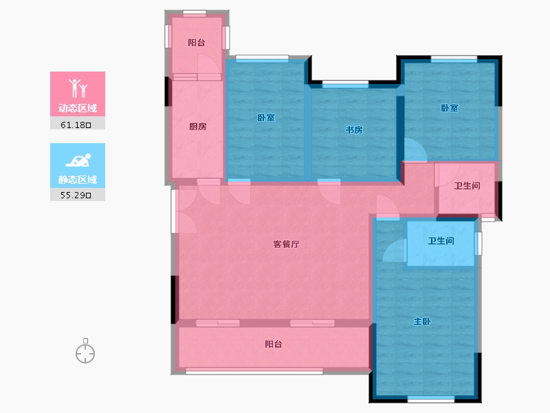 四川省-绵阳市-锦博樾-88.32-户型库-动静分区