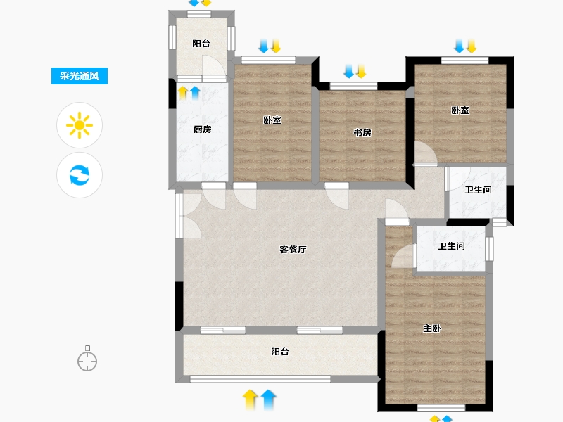 四川省-绵阳市-锦博樾-88.32-户型库-采光通风