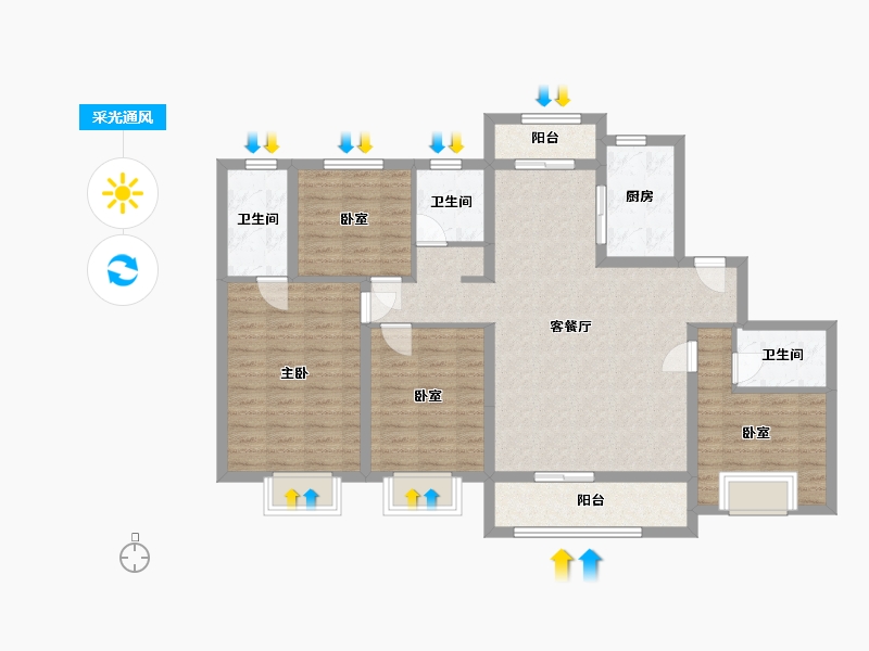 山东省-济宁市-幸福里嘉苑-南区-124.32-户型库-采光通风