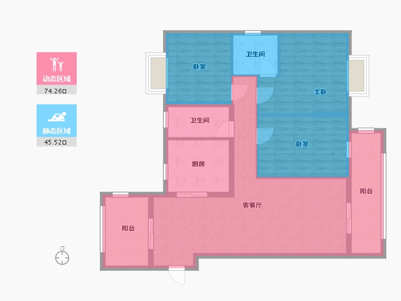 湖北省-咸宁市-通城东方御府-107.36-户型库-动静分区