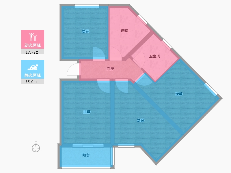 北京-北京市-月季园小区-67.20-户型库-动静分区