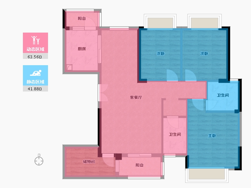 四川省-成都市-东韵花园-98.87-户型库-动静分区