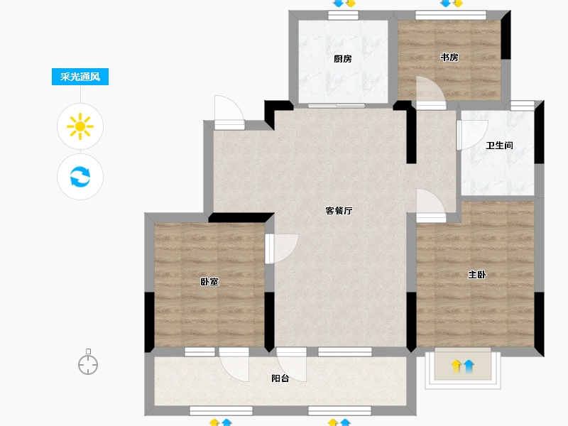 山东省-济宁市-运河春晓-76.00-户型库-采光通风