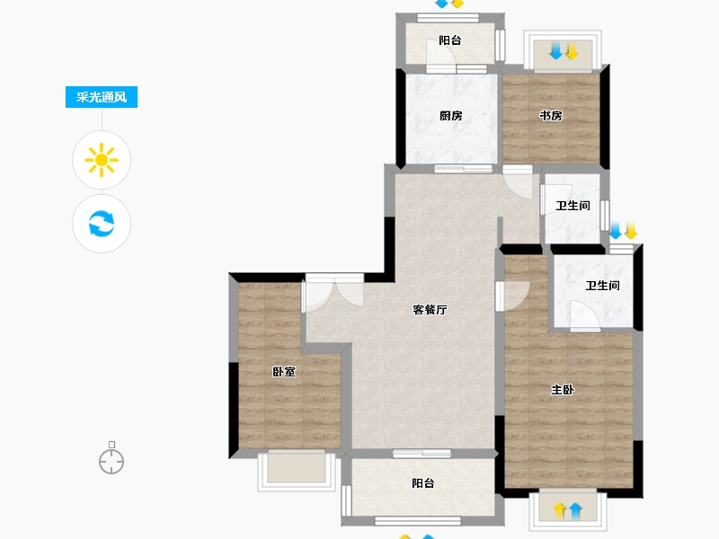 四川省-成都市-国贸锦原-80.68-户型库-采光通风