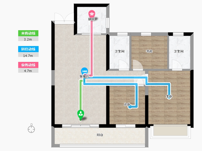 陕西省-咸阳市-璟樾府-83.83-户型库-动静线