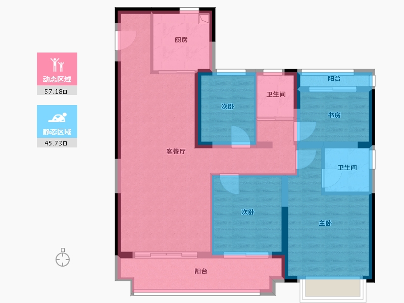 浙江省-台州市-碧桂园玖都荟-96.66-户型库-动静分区