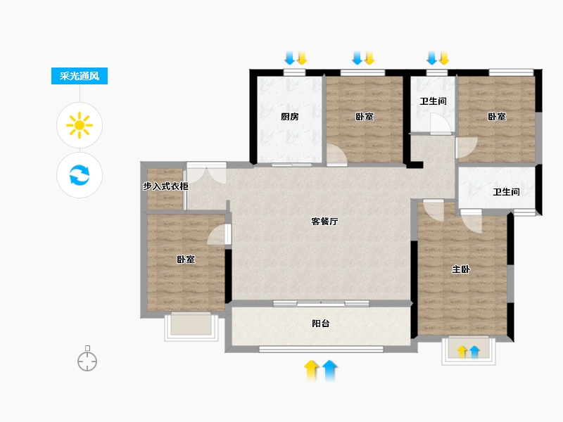 陕西省-西安市-未央城建绿城·桂语未央-114.35-户型库-采光通风