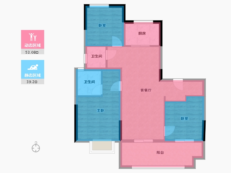 浙江省-宁波市-官山印小区-82.55-户型库-动静分区