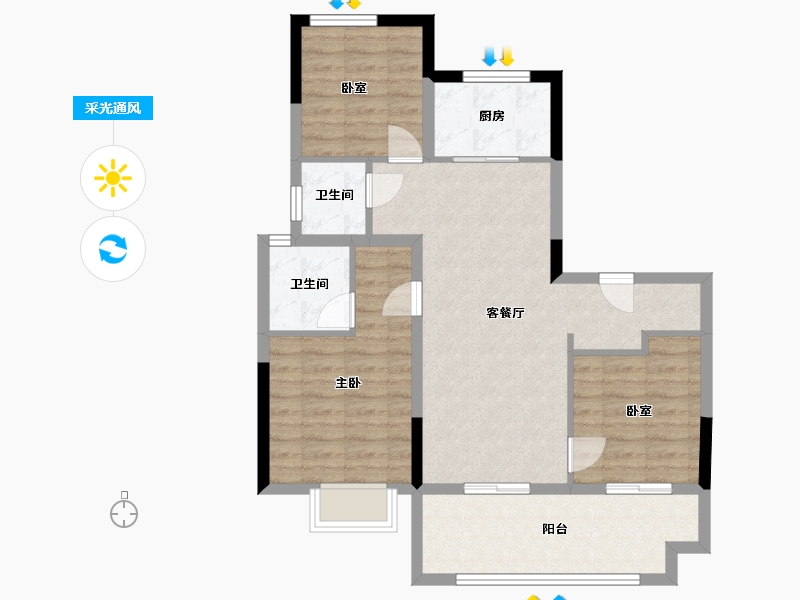 浙江省-宁波市-官山印小区-82.55-户型库-采光通风