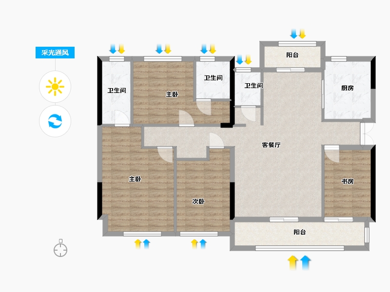 四川省-成都市-嘉禾华府-124.11-户型库-采光通风