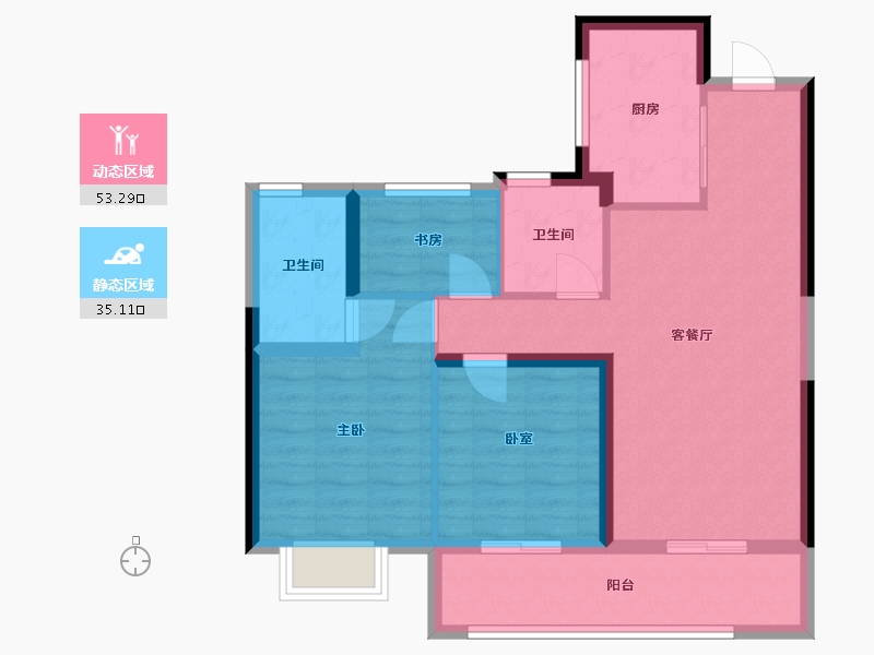 浙江省-温州市-龙湖揽境-78.76-户型库-动静分区