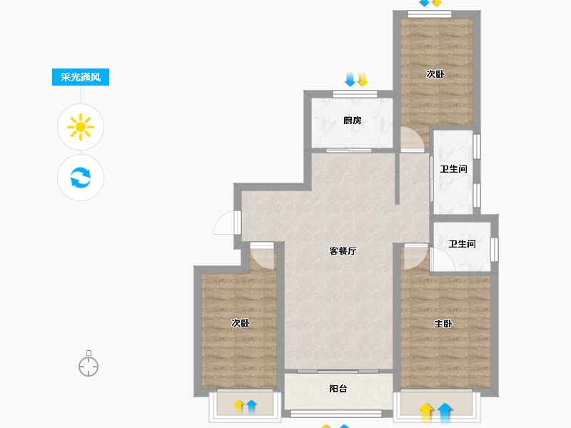 河北省-石家庄市-绿城·悦园-78.66-户型库-采光通风