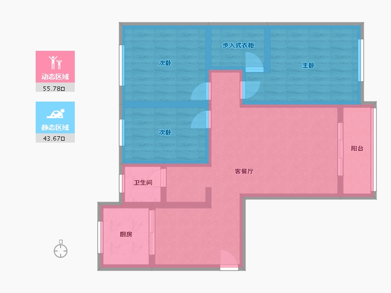 河南省-南阳市-向阳社区-87.00-户型库-动静分区