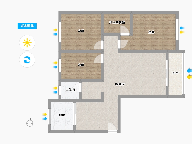 河南省-南阳市-向阳社区-87.00-户型库-采光通风