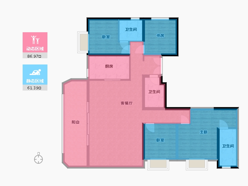 陕西省-西安市-华润置地世园润府-133.37-户型库-动静分区