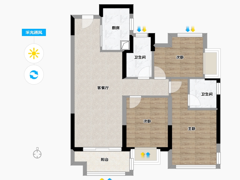 福建省-漳州市-建发璞云-71.20-户型库-采光通风