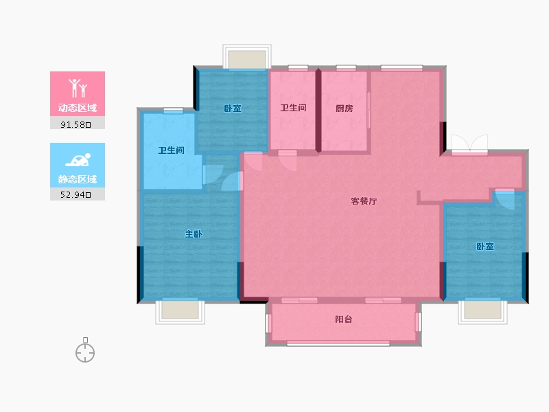 江苏省-徐州市-大华梧桐院-131.20-户型库-动静分区