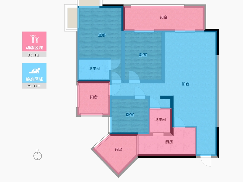 重庆-重庆市-学府水岸-97.42-户型库-动静分区