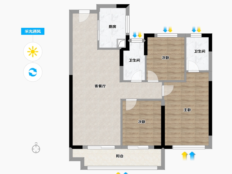 福建省-漳州市-建发朗云-82.40-户型库-采光通风