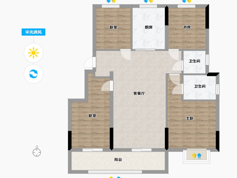 浙江省-绍兴市-鸿熙雅苑-102.40-户型库-采光通风