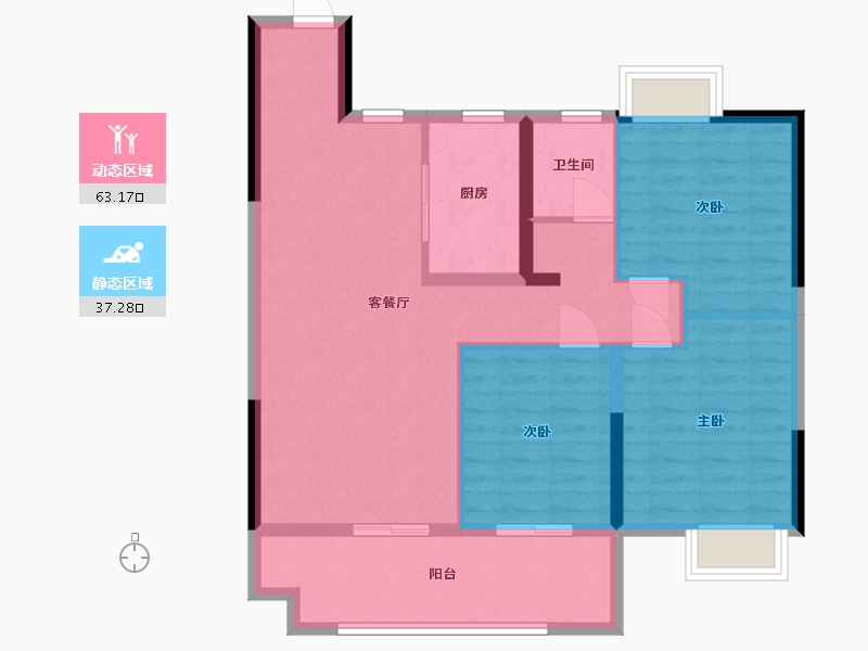 安徽省-宿州市-雲都壹号院-90.47-户型库-动静分区