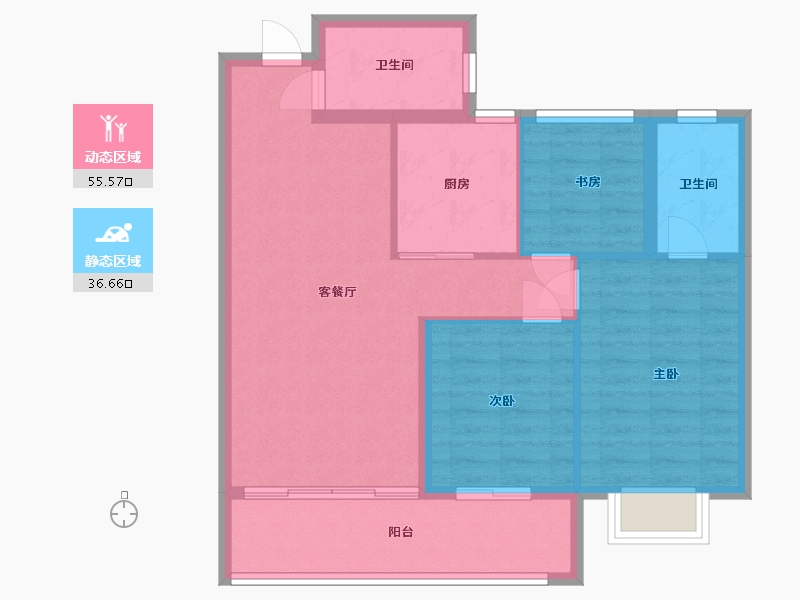 浙江省-宁波市-保利·明州瑧悦府-83.20-户型库-动静分区