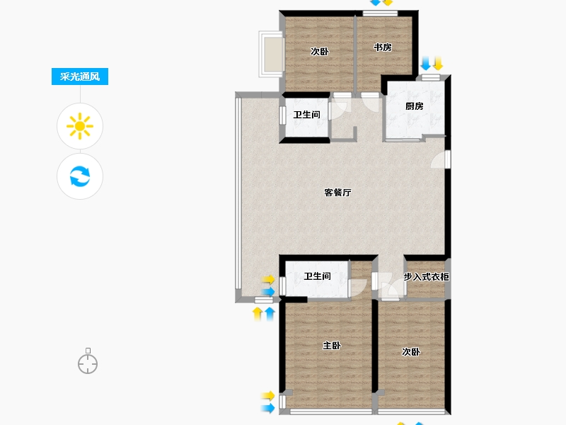 河南省-郑州市-美盛·金水印二期-114.40-户型库-采光通风