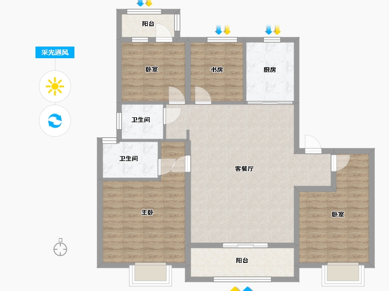 浙江省-宁波市-保利·汀澜瑧悦-106.68-户型库-采光通风