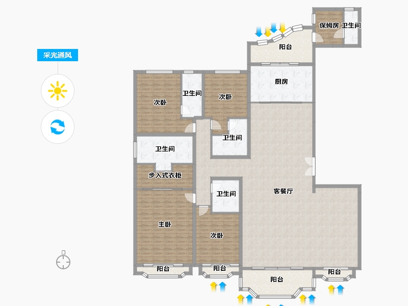 陕西省-西安市-曲江星河湾花园-271.56-户型库-采光通风