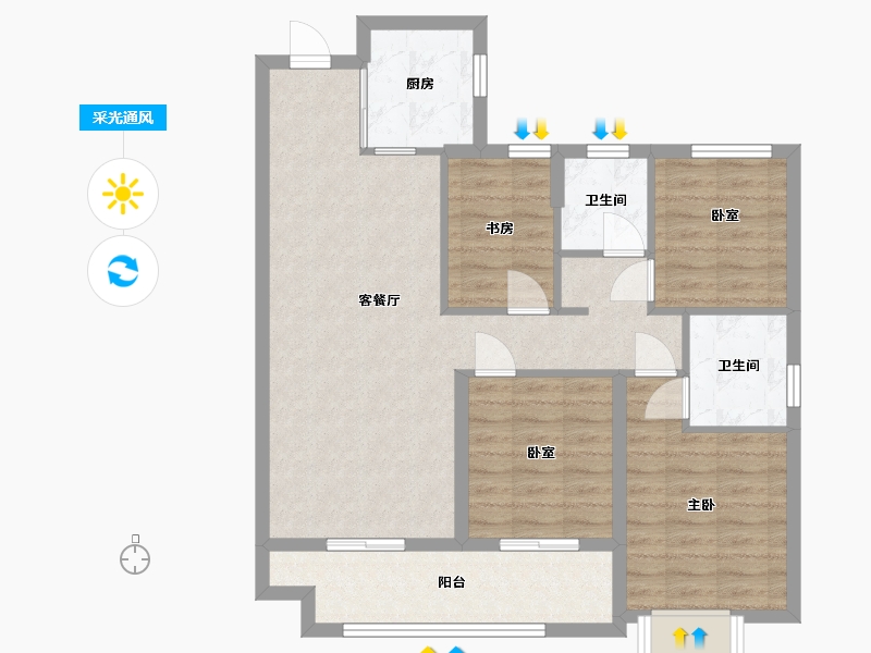 福建省-漳州市-建发朗云-88.66-户型库-采光通风