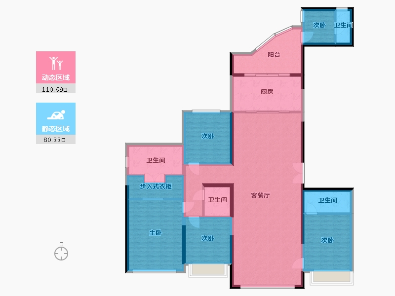 陕西省-西安市-曲江星河湾花园-173.59-户型库-动静分区