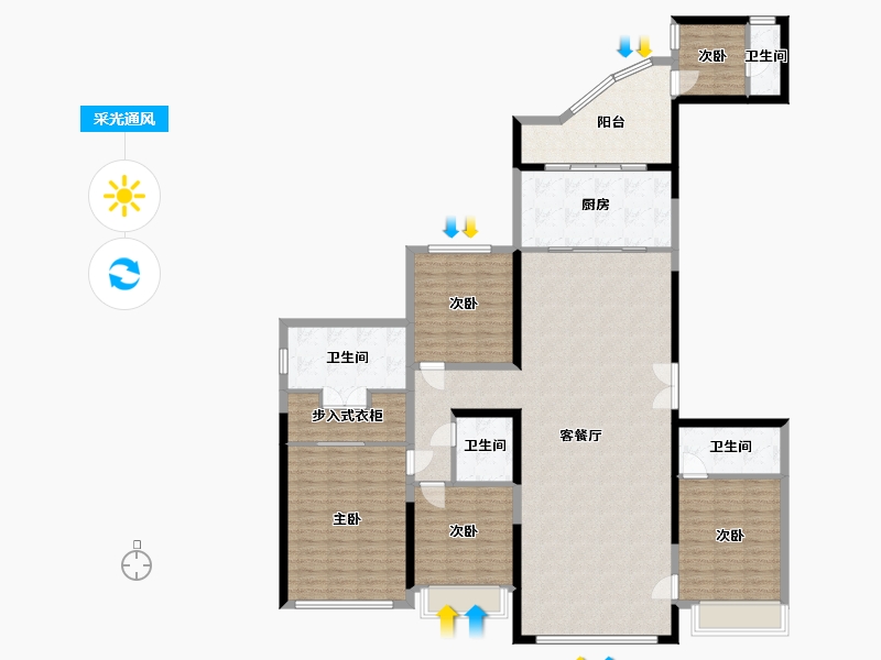 陕西省-西安市-曲江星河湾花园-173.59-户型库-采光通风