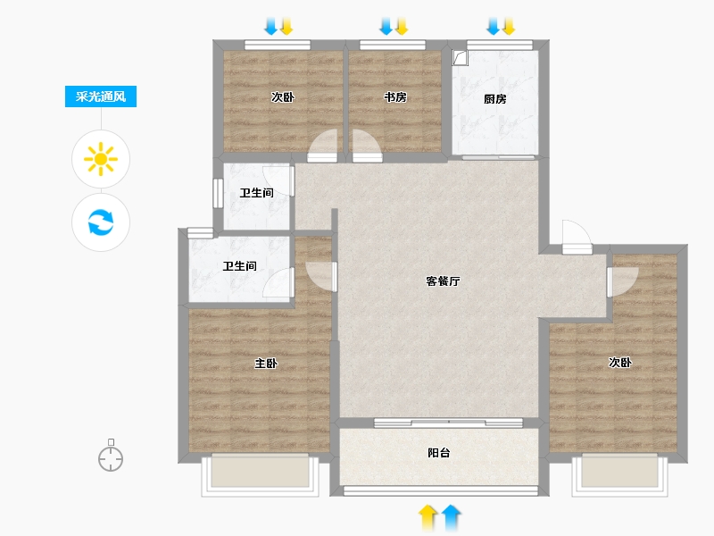 浙江省-宁波市-保利·明州瑧悦府-103.20-户型库-采光通风