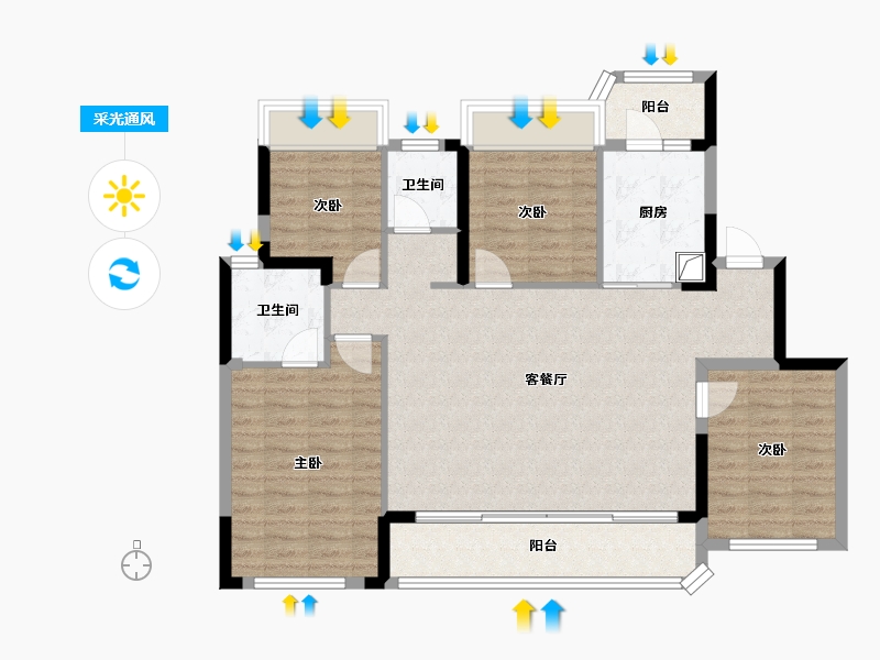 四川省-成都市-国贸蓉上-103.88-户型库-采光通风