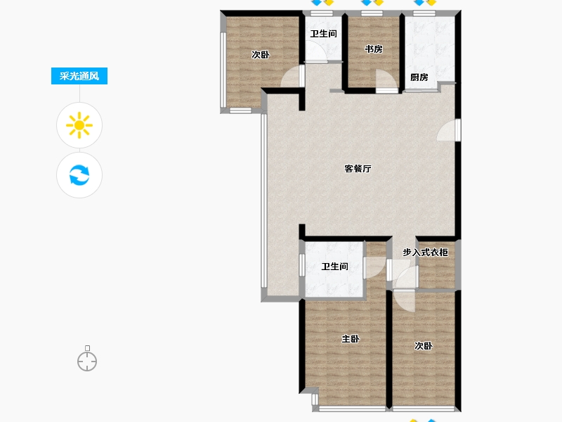 河南省-郑州市-美盛·金水印二期-132.01-户型库-采光通风