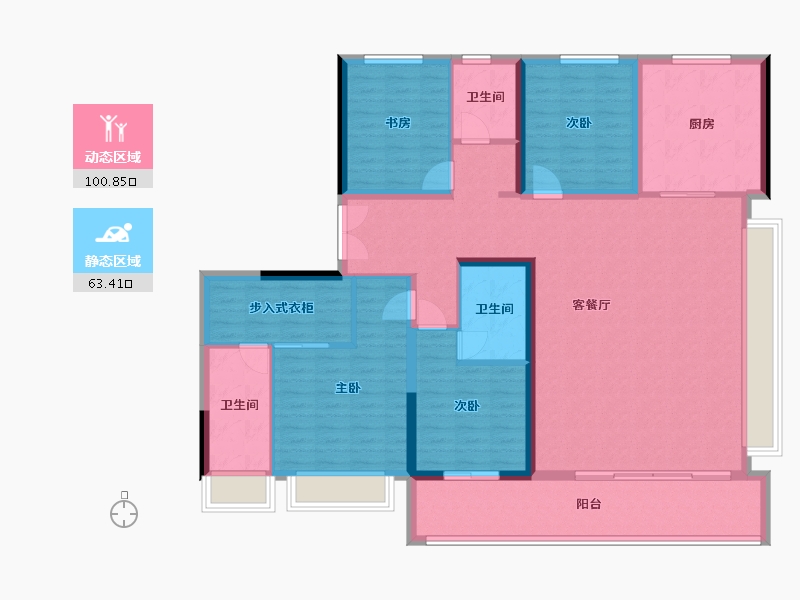 陕西省-西安市-中铁·阅唐府-148.97-户型库-动静分区