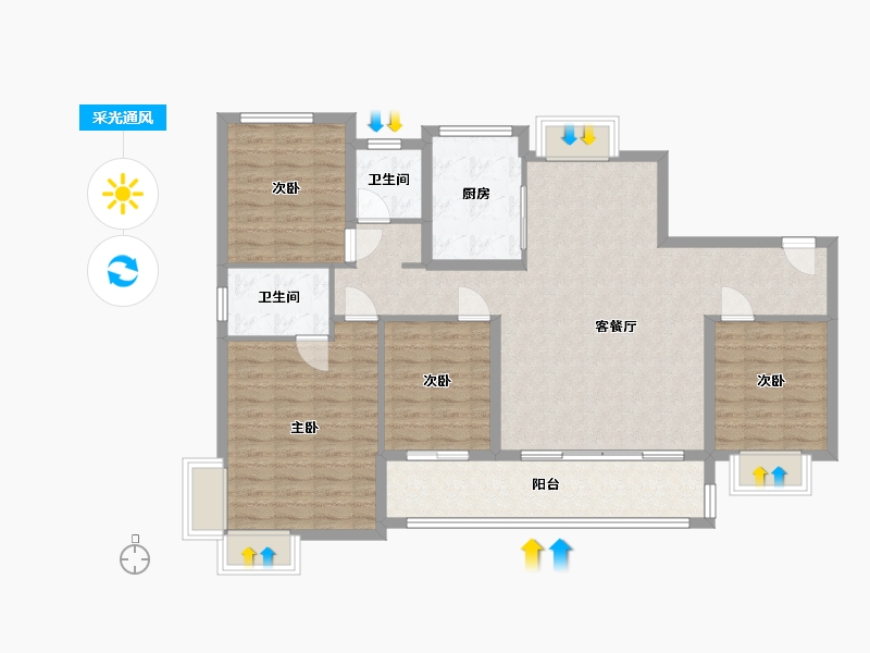 福建省-漳州市-建发朗云-114.40-户型库-采光通风