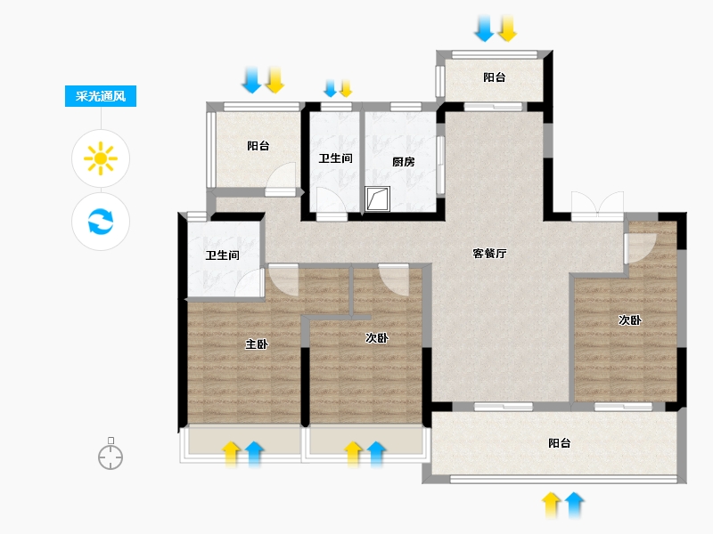 海南省-海口市-元垄·上品-113.60-户型库-采光通风