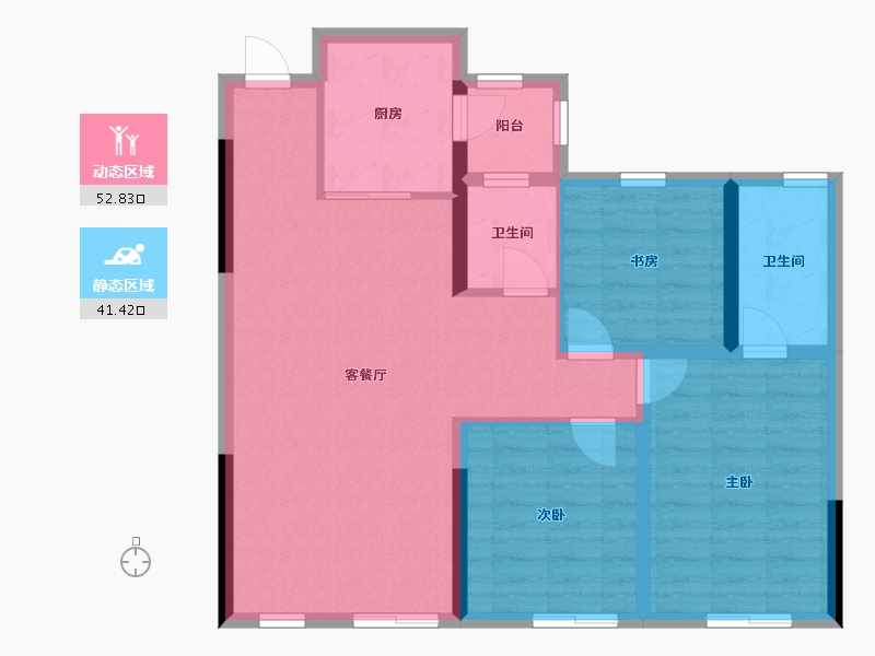 湖南省-常德市-白马湖壹号-85.41-户型库-动静分区