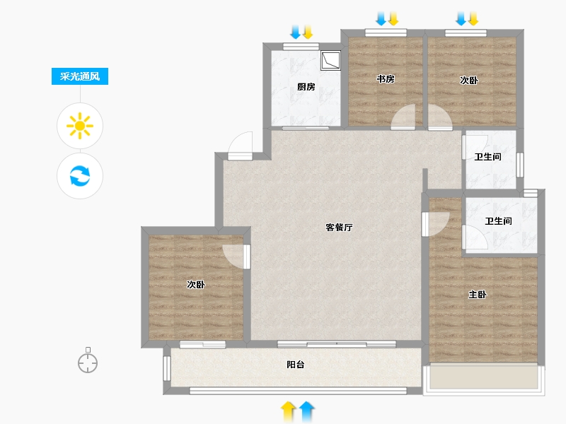 浙江省-杭州市-兴耀玉珊瑚-111.20-户型库-采光通风