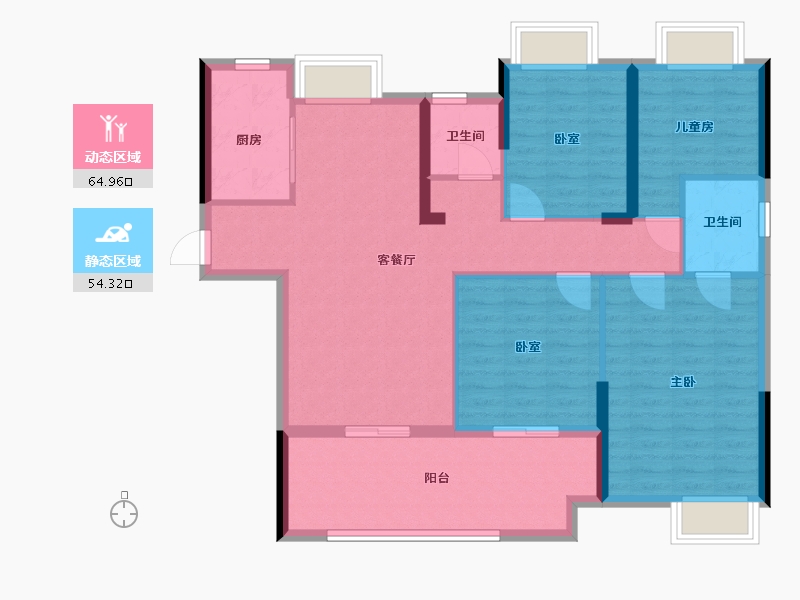 湖北省-襄阳市-徐东·壹号院-107.67-户型库-动静分区