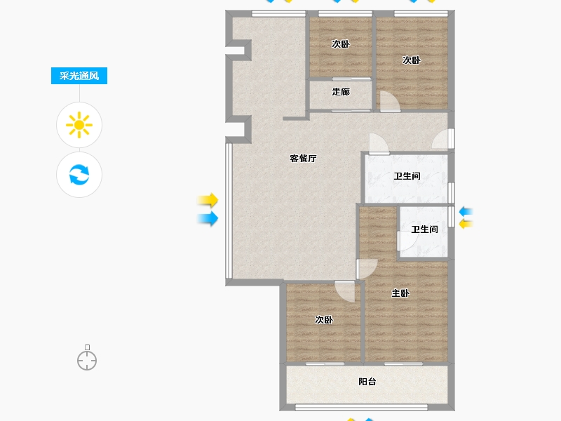 浙江省-金华市-世贸兰庭-96.80-户型库-采光通风