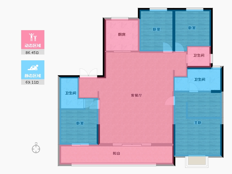 陕西省-西安市-中铁·阅唐府-141.23-户型库-动静分区