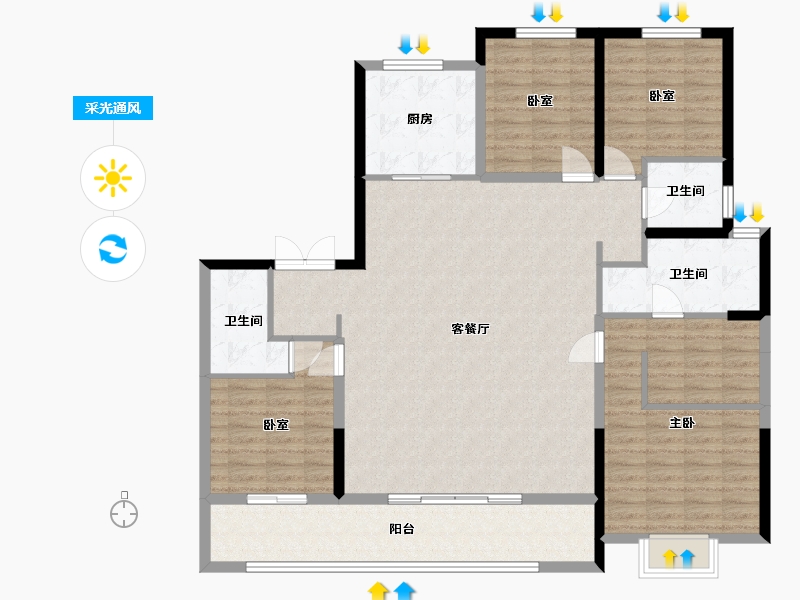 陕西省-西安市-中铁·阅唐府-141.23-户型库-采光通风