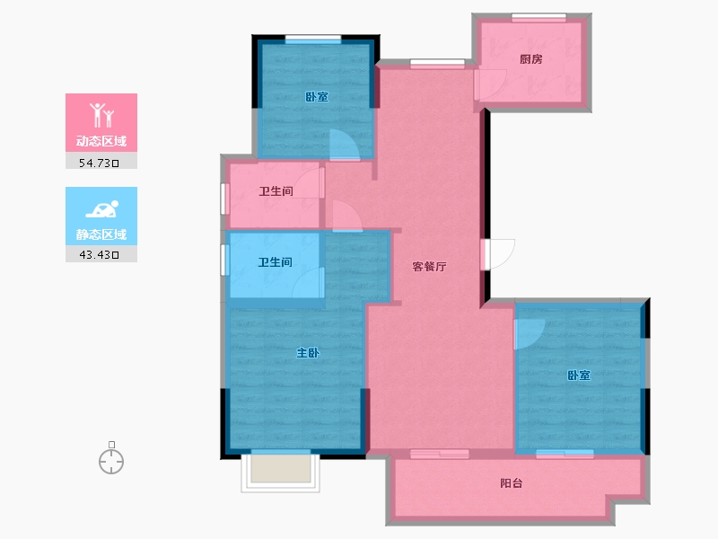 浙江省-丽水市-金瓯佳苑-87.99-户型库-动静分区