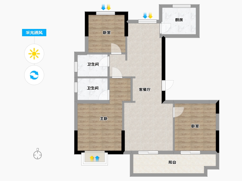 浙江省-丽水市-金瓯佳苑-87.99-户型库-采光通风